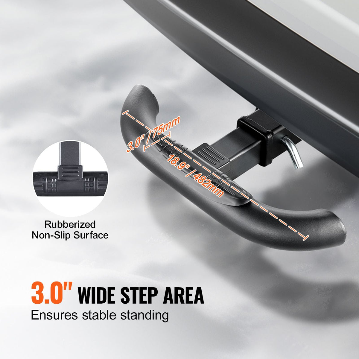 Hitch Step for 2 Inch Receiver, Strong Steel Construction with 350 LBS Load Capacity, Rear Bumper Guard Protector with Pin Lock, Universal Fit for Truck, SUV, Pickup, Trailer