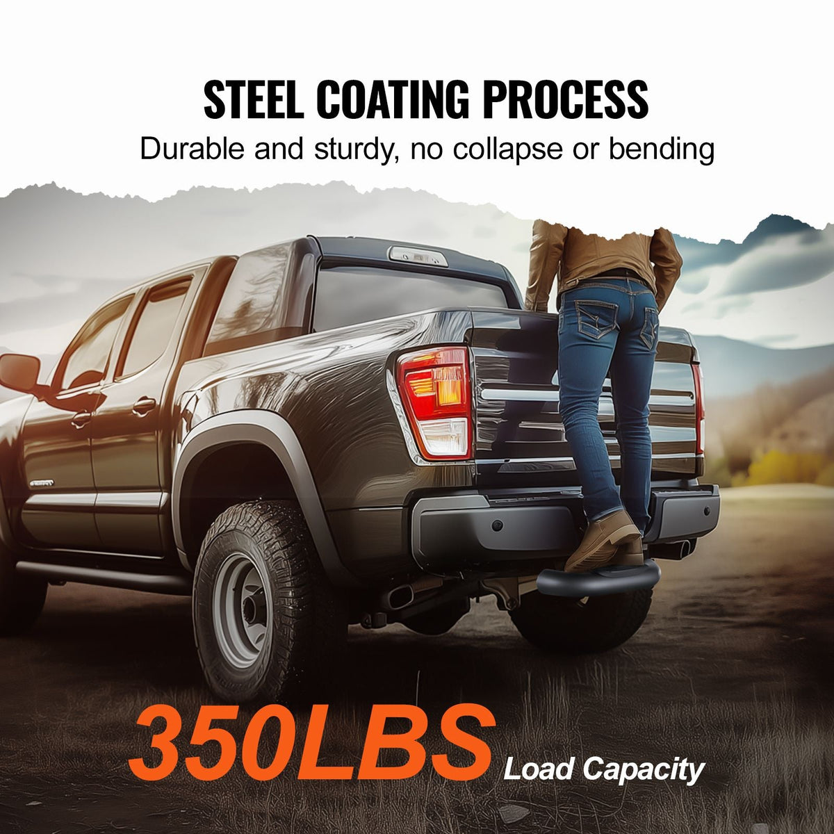 Hitch Step for 2 Inch Receiver, Strong Steel Construction with 350 LBS Load Capacity, Rear Bumper Guard Protector with Pin Lock, Universal Fit for Truck, SUV, Pickup, Trailer