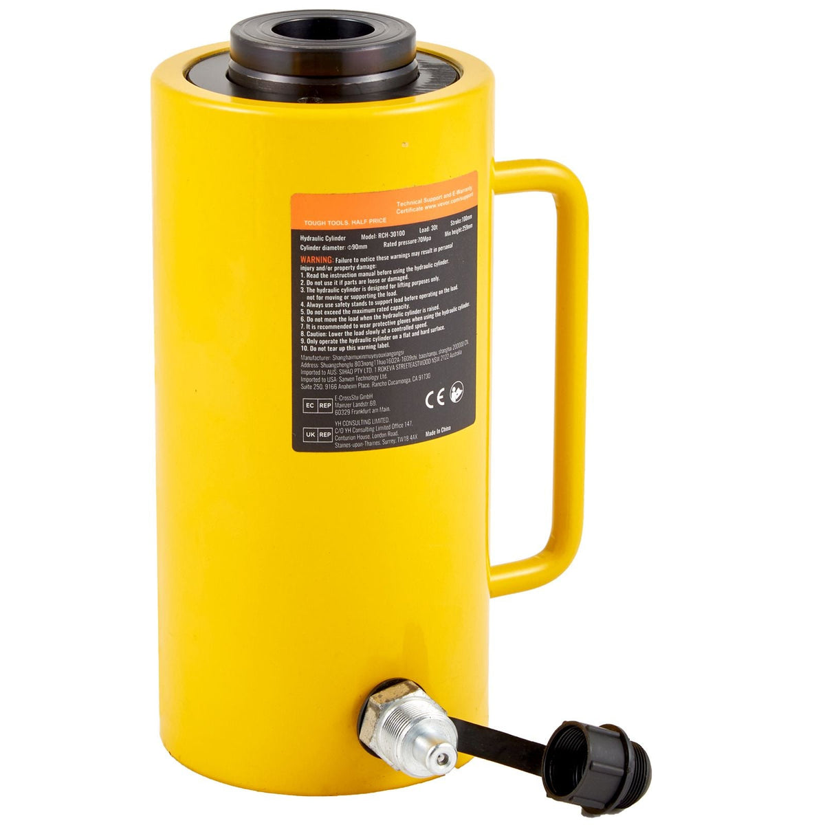 Hollow Plunger 30Ton 4"Stoke/ 100mm Hydraulic Cylinder Jack Single Acting