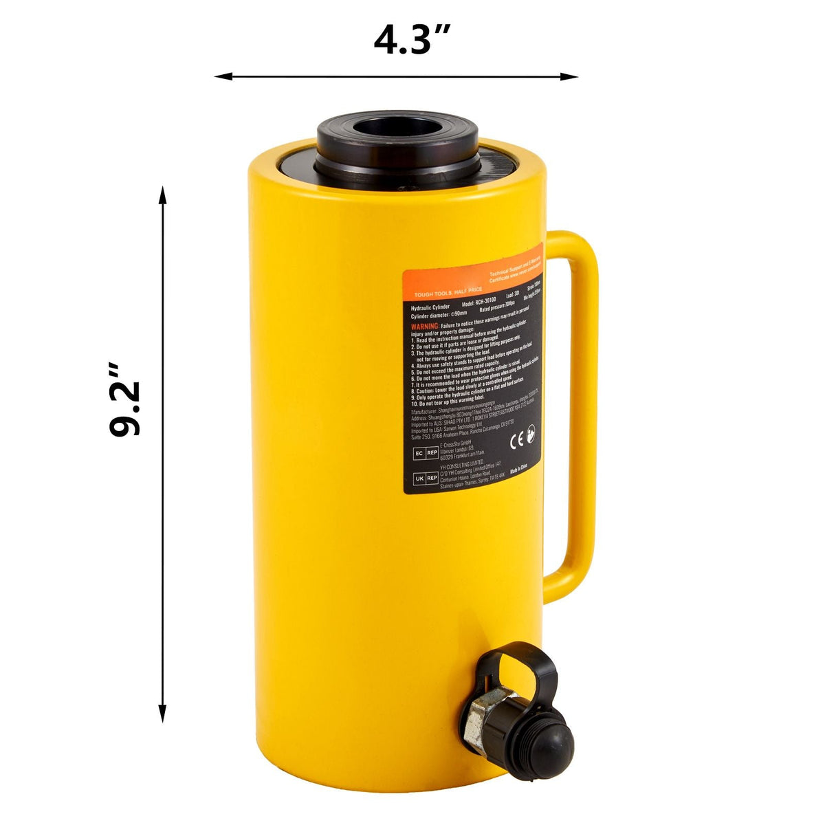 Hollow Plunger 30Ton 4"Stoke/ 100mm Hydraulic Cylinder Jack Single Acting