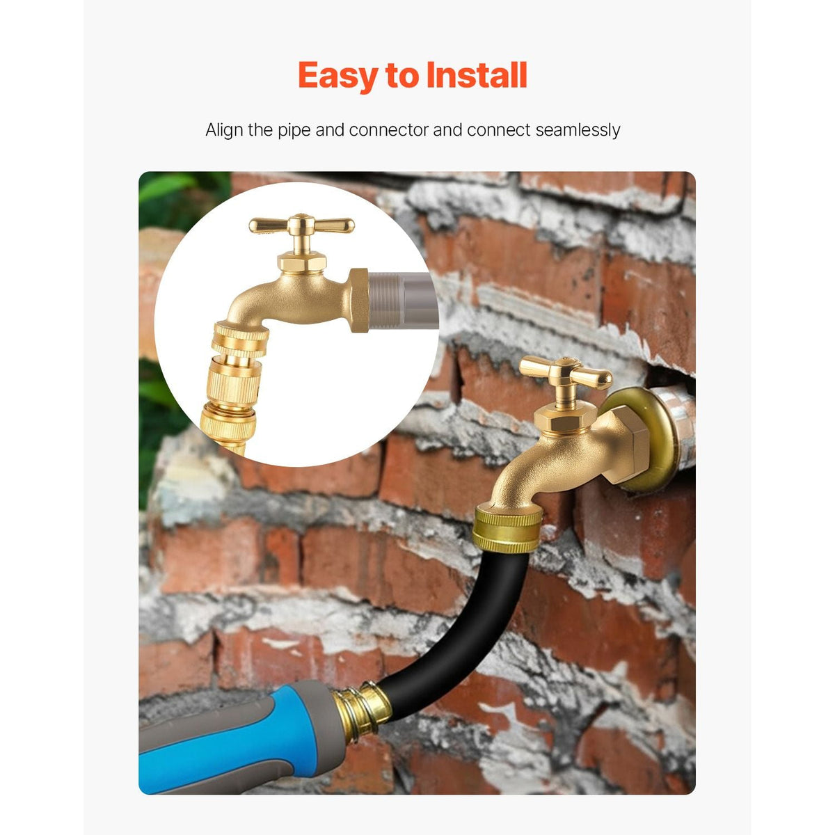 Hose Bibb, 3/4" MIP x 3/4" MHT Connection, Multi-Turn Garden Valve, Heavy Duty Brass Hose Bib, Outdoor Water Faucet Spigot, Brass Plumbing Fitting, Compatible with Copper, Galvanized Pipes