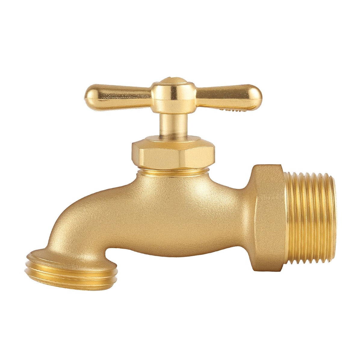 Hose Bibb, 3/4" MIP x 3/4" MHT Connection, Multi-Turn Garden Valve, Heavy Duty Brass Hose Bib, Outdoor Water Faucet Spigot, Brass Plumbing Fitting, Compatible with Copper, Galvanized Pipes