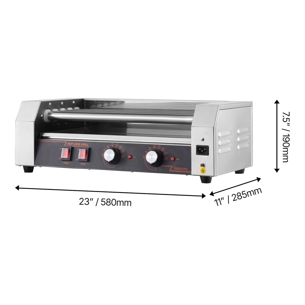 Hot Dog Roller, 12 Hot Dog 5 Rollers, Stainless Steel Sausage Grill Cooker, 750W Hot Dog Machine with Dual Temp Control, Removable Oil Drip Tray, for Party Home Commercial