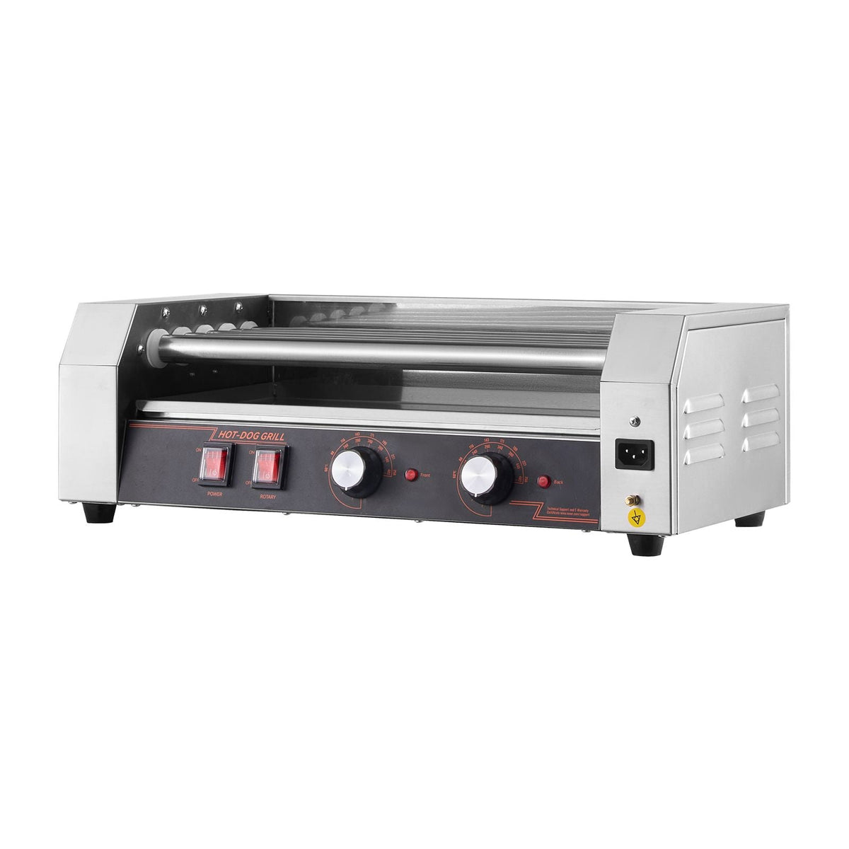 Hot Dog Roller, 12 Hot Dog 5 Rollers, Stainless Steel Sausage Grill Cooker, 750W Hot Dog Machine with Dual Temp Control, Removable Oil Drip Tray, for Party Home Commercial