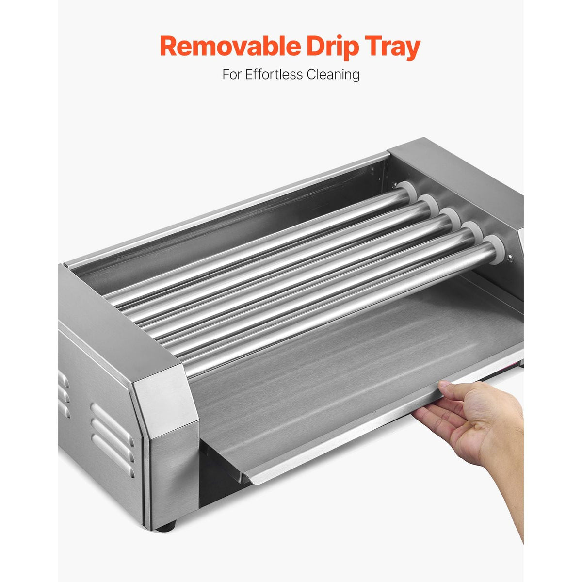 Hot Dog Roller, 12 Hot Dog 5 Rollers, Stainless Steel Sausage Grill Cooker, 750W Hot Dog Machine with Dual Temp Control, Removable Oil Drip Tray, for Party Home Commercial