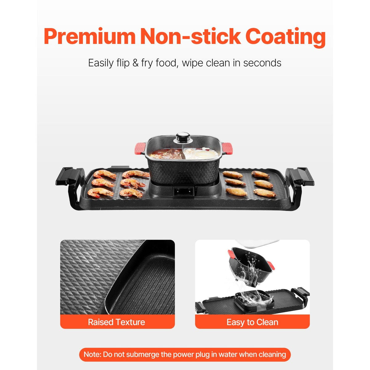 Hot Pot with Grill, 2300W 2-in-1 Electric Smokeless Grill and Hot Pot, Removable Shabu-shabu Hotpot with Non-stick Pan, Separate Dual Temperature Control, Indoor Korean BBQ for 1-6 People