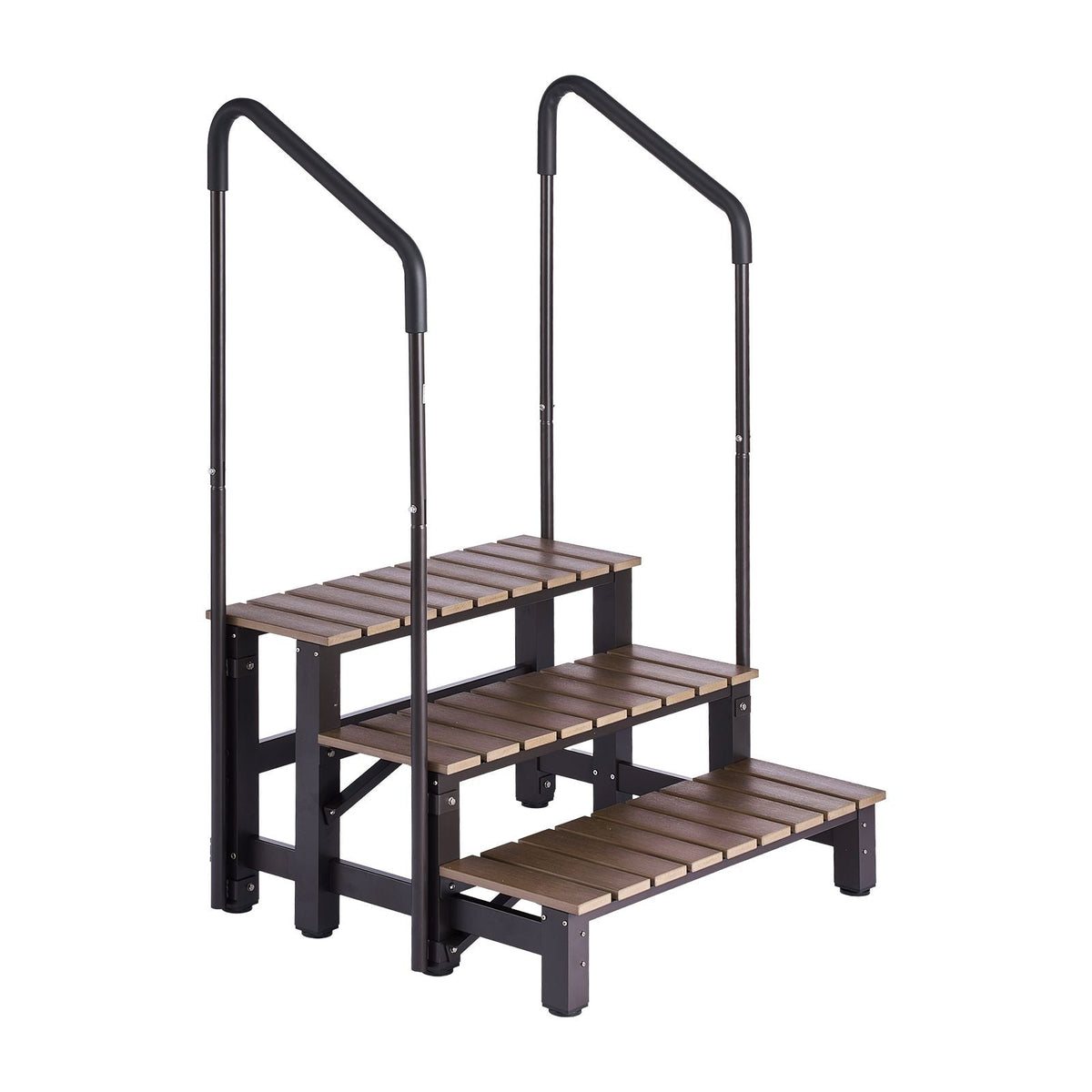 Hot Tub Steps with Handrail 3-Step Spa Outdoor Stairs 550lbs Capacity, 32.3in Wide Step, Steel & Plastic, Easy Assembly, Non-Slip Step Ladder for Above-Ground/Inflatable Pool, RV,Patio,Deck
