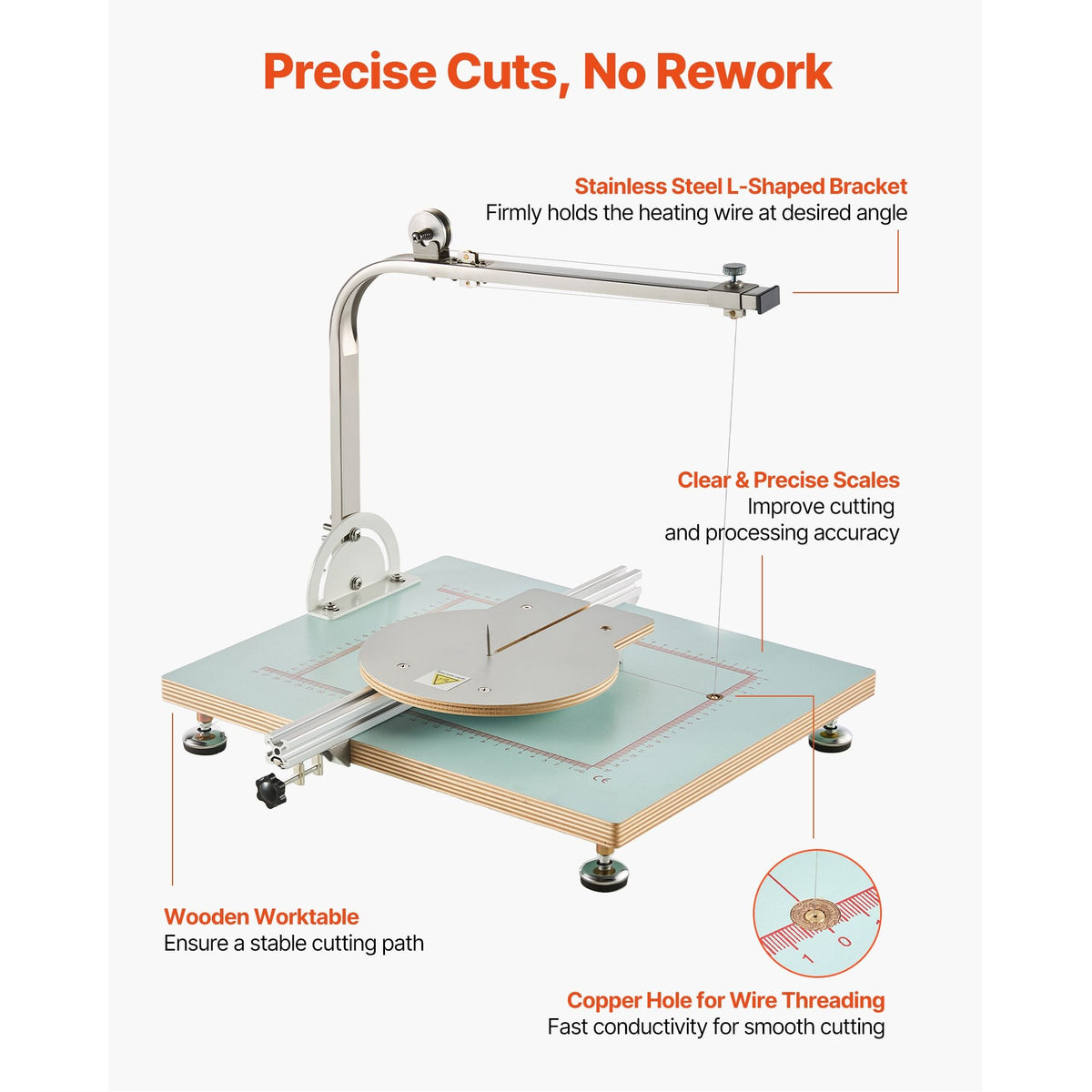 Hot Wire Foam Cutter, 58W Electric Styrofoam Cutter with Variable Temperature Control, Portable Tabletop Cutting Tool with 10.24" Max. Cutting Thickness for Foam, KT Board, Low-Density Sponge