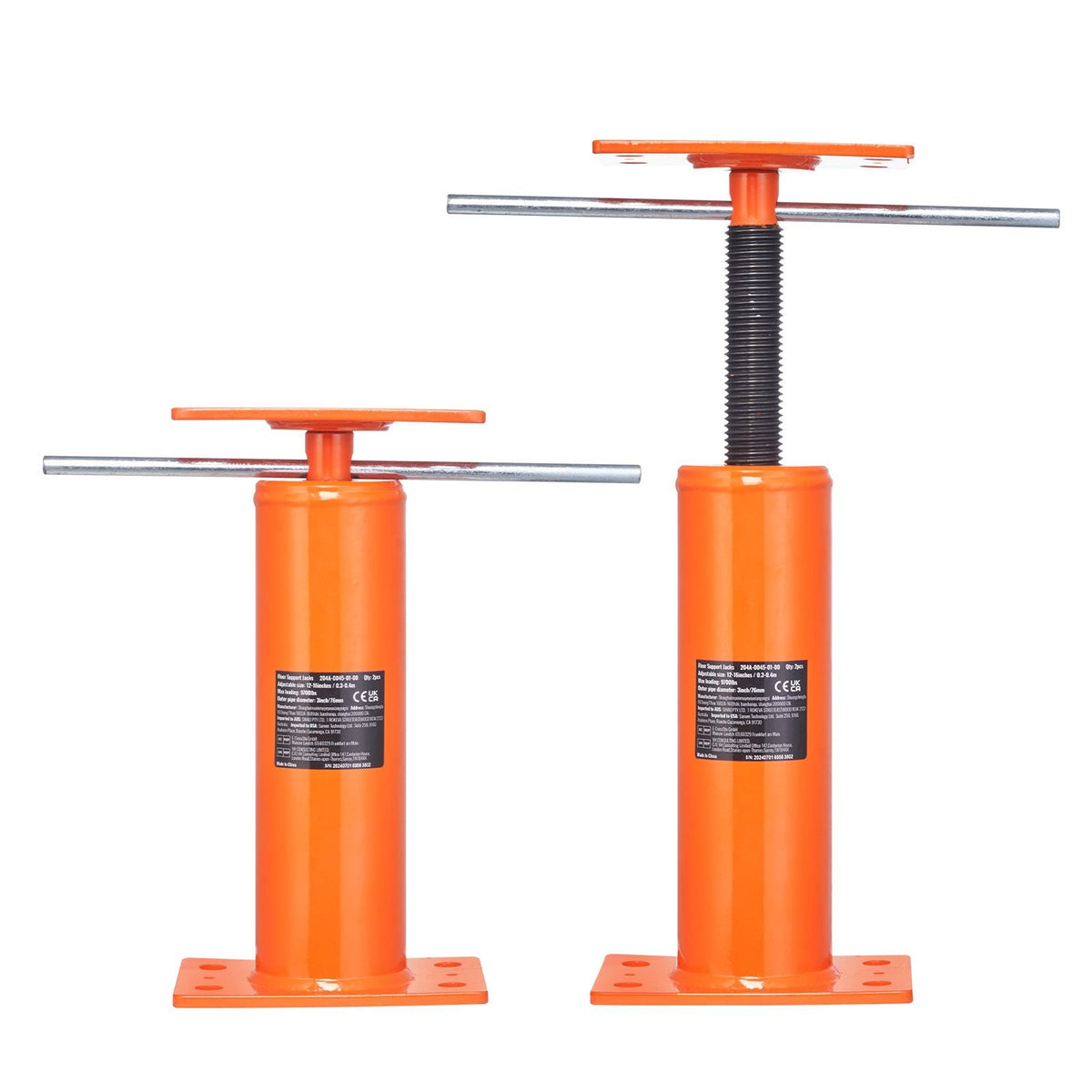 House Floor Jacks, 2 Pack, 12"-16" Height Range, 9700 lbs Max Load Capacity Per Unit, Adjustable Support Beam Basement Jack Post Pole for Leveling, Steel Telescoping Jack for Temporary Support