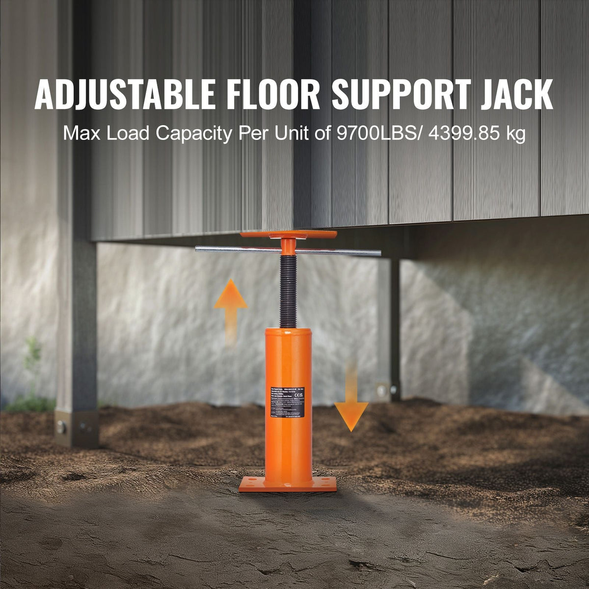House Floor Jacks, 2 Pack, 12"-16" Height Range, 9700 lbs Max Load Capacity Per Unit, Adjustable Support Beam Basement Jack Post Pole for Leveling, Steel Telescoping Jack for Temporary Support
