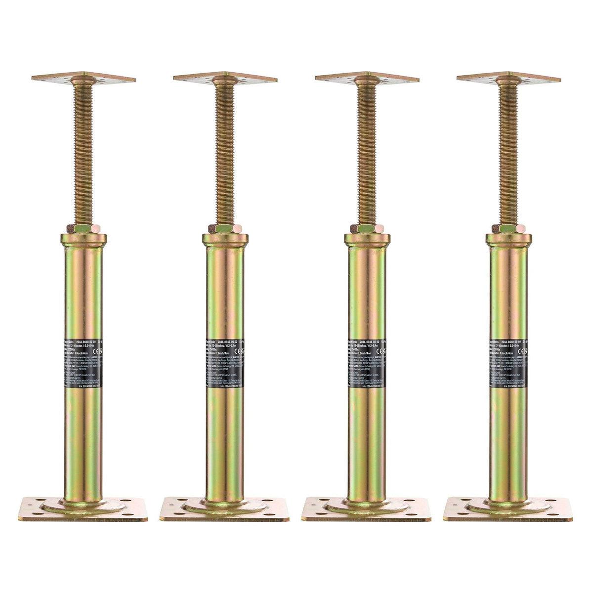 House Floor Jacks, 4 Pack, 11.6"-16" Height Range, 2500 lbs Max Load Capacity Per Unit, Adjustable Support Beam Basement Jack Post for Leveling, Galvanized Telescoping Jack for Temporary Support