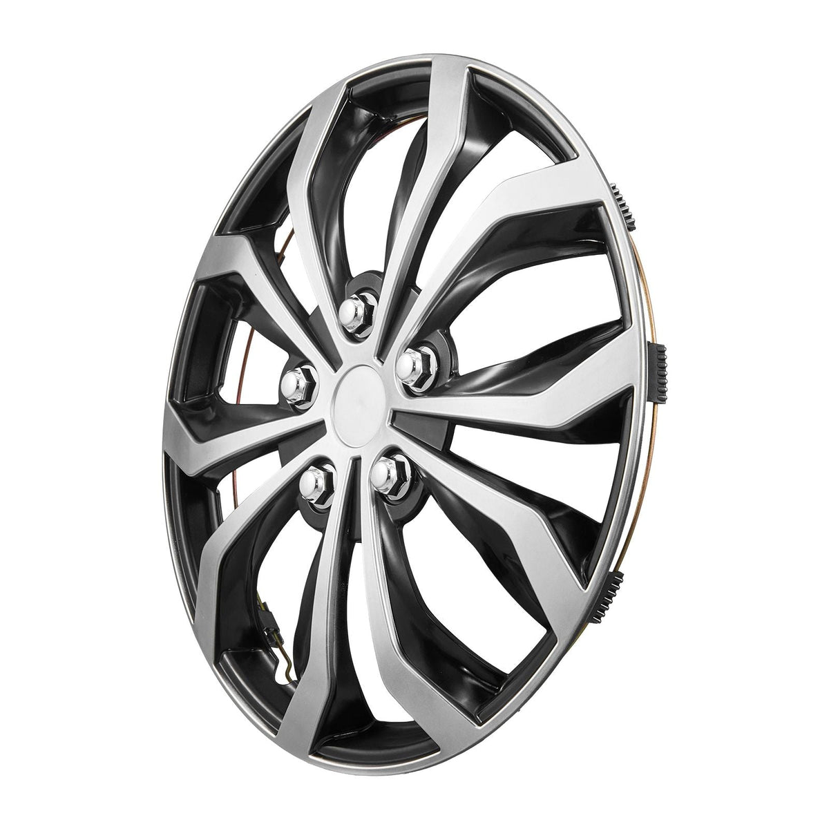 Hubcaps Wheel Covers, 15 Inch Set of 4 Wheel Rim Cover Hubcaps OEM Replacement, R15 Size Snap On Car Hub Caps, Universal 10-Spoke ABS Tire Rim Caps for Hyundai Chevrolet Ford Honda, Silver/Black