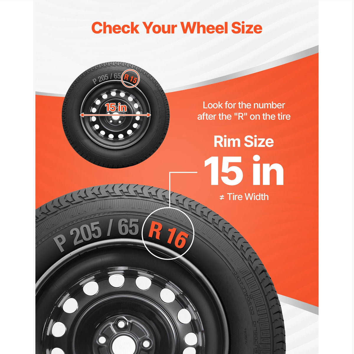 Hubcaps Wheel Covers, 15 Inch Set of 4 Wheel Rim Cover Hubcaps OEM Replacement, R15 Size Snap On Car Hub Caps, Universal 10-Spoke ABS Tire Rim Caps for Hyundai Chevrolet Ford Honda, Silver/Black