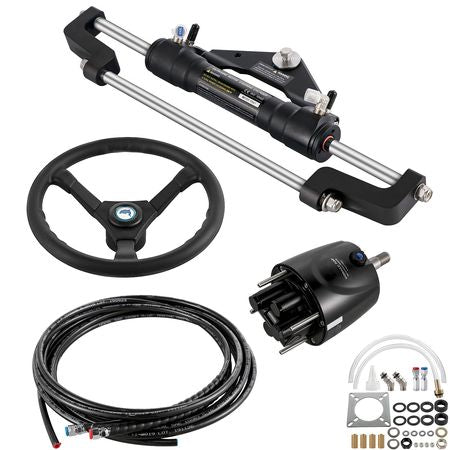 Hydraulic Boat Steering Kit 300HP, Hydraulic Steering Kit Helm Pump, Hydraulic Outboard Steering Kit with 20 Feet Hydraulic Steering Hose for Boat Steering System