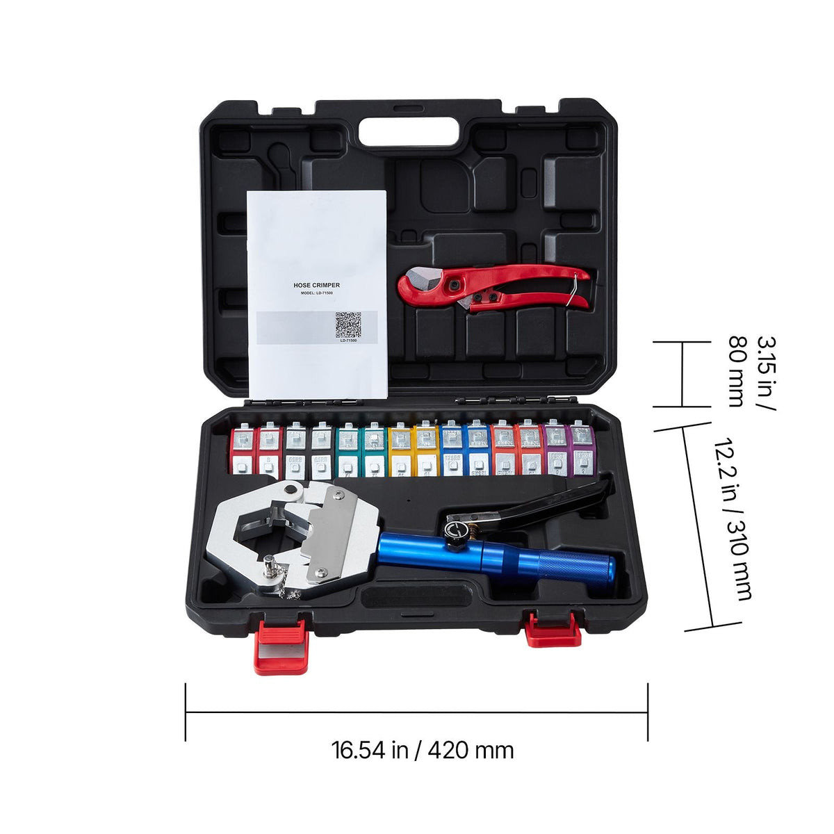 Hydraulic Hose Crimper, Hydra-Krimp AC Hose Crimper Kit with 7 Dies Snap-On, Integral Manual Hydraulic A/C Hoses Crimping Tool for Automotive & Air Conditioning Repair - with Carrying Case