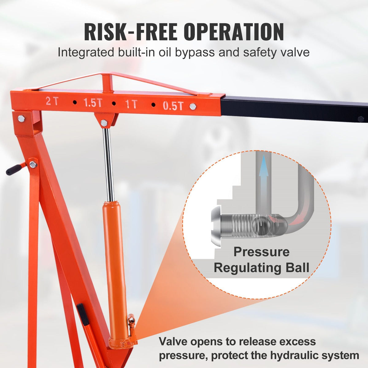 Hydraulic Long Ram Jack, 4 Ton Engine Hoist Cylinder with Single Piston Pump And Flat Base, Hydraulic Ram Cylinder for Engine Lift Hoists, Hydraulic Garage/Shop Cranes, Mechanical, Farm