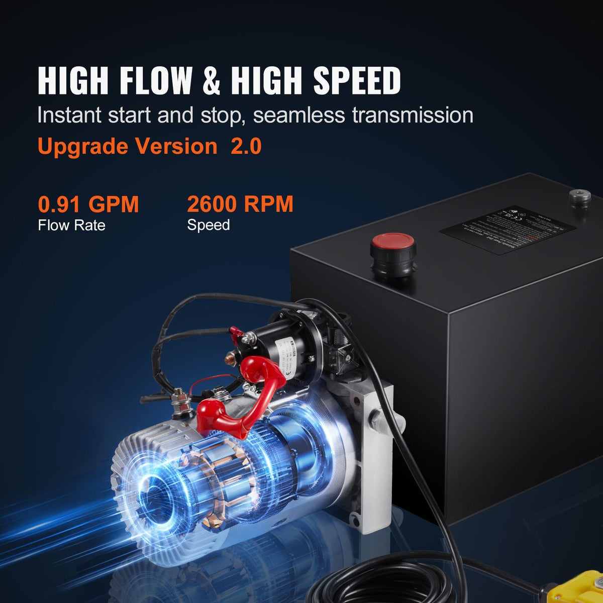 Hydraulic Pump, 4 Quart Hydraulic Power Unit, Single Acting Dump Trailer Pump, 0.91 GPM Flow Rate, 3200 PSI Max Relief Pressure, DC 12V Hydraulic Pump for Dump Trailer Car Lifting