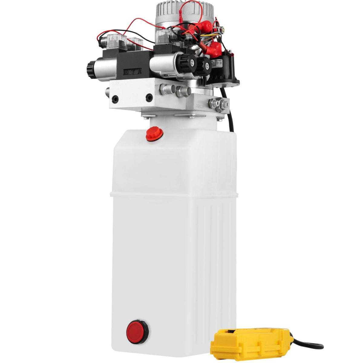 Hydraulic Pump, 8 Quart/2 Gal Double Acting Dump Trailer Pump DC 12V, 3200 PSI Max Relief Pressure, Electric Hydraulic Power Unit for Dump Trailer Car Lifting (with 4pcs SAE #6 Connectors)