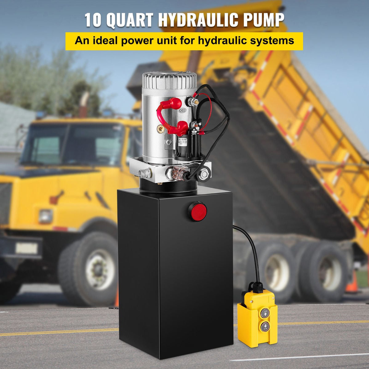 Hydraulic Pump Electric Hydraulic Pump Metal Reservoir 10 Quart Single Acting For Dump Trailer