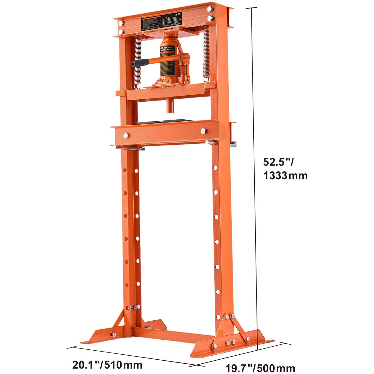 Hydraulic Shop Press, 12 Ton H-Frame Hydraulic Garage/Shop Floor Press, Adjustable Shop Press with Press Plates, Heavy Duty Hydraulic Press for Garage, Shop, Workshop