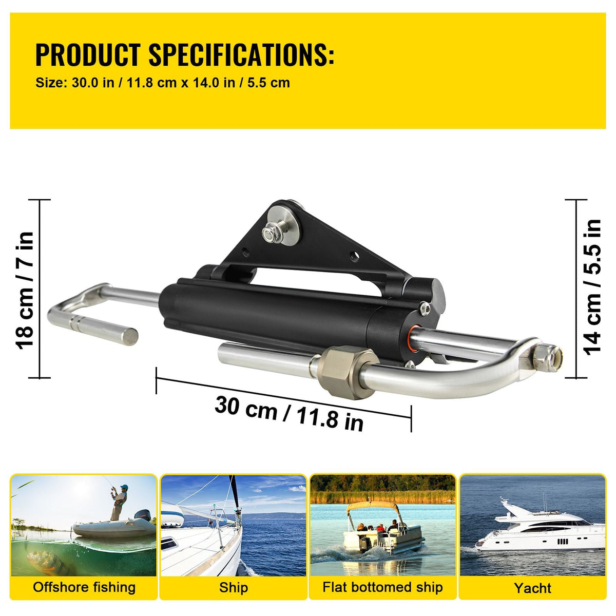 Hydraulic Steering Cylinder HC4645H Front Mount Hydraulic Outboard Marine Steering Cylinder Suit for Up to 150HP Boats Steering