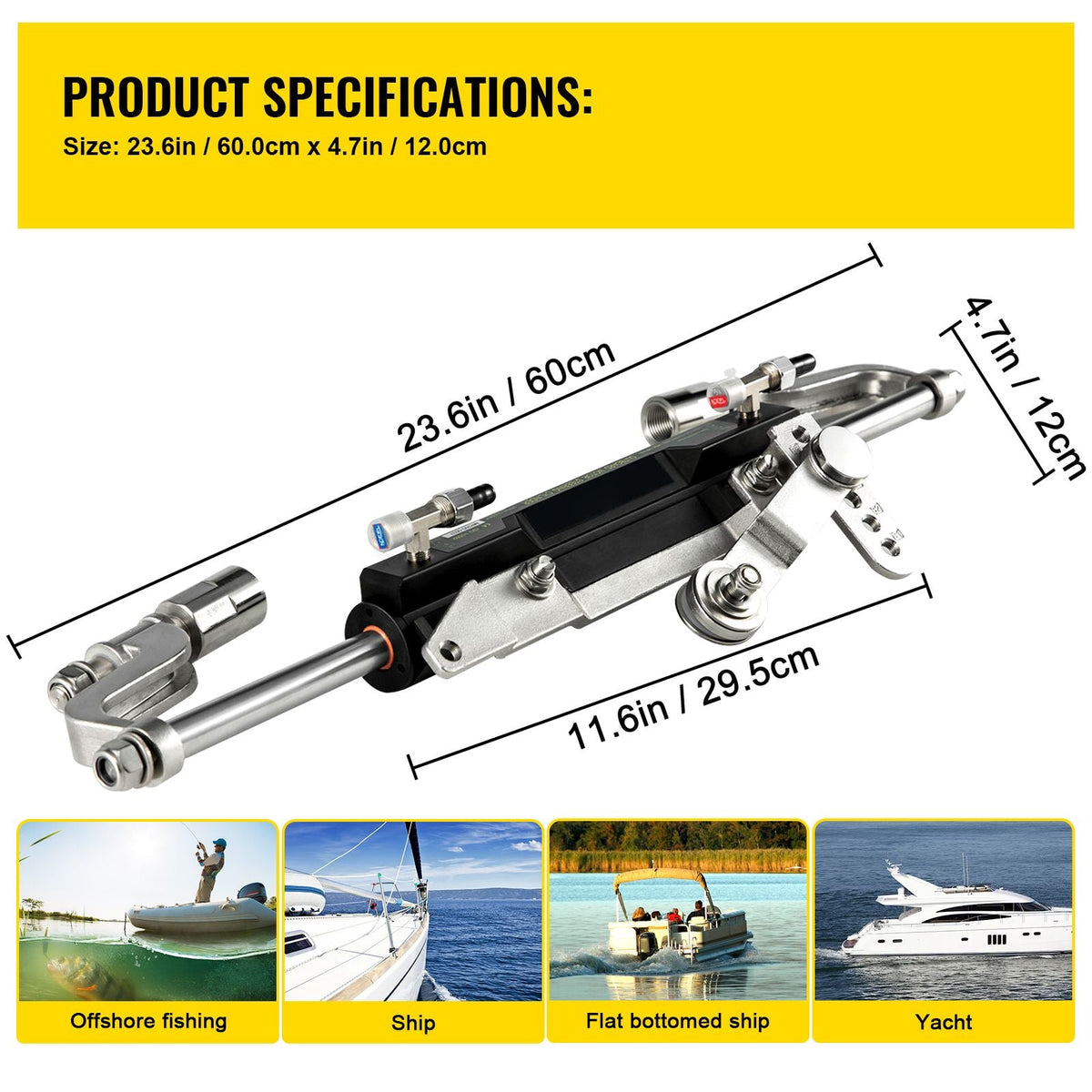 Hydraulic Steering Kit, 300HP Hydraulic Steering Compact Cylinder, Hydraulic Outboard Steering Kit with Helm Pump for Boat Marine Steering System