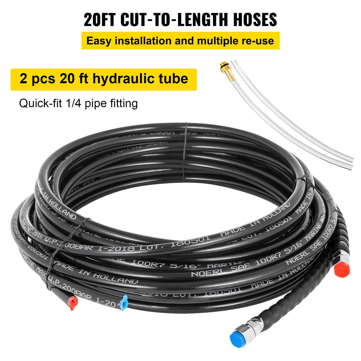 Hydraulic Steering Kit, 300HP Hydraulic Steering Compact Cylinder, Hydraulic Outboard Steering Kit with Helm Pump for Boat Marine Steering System