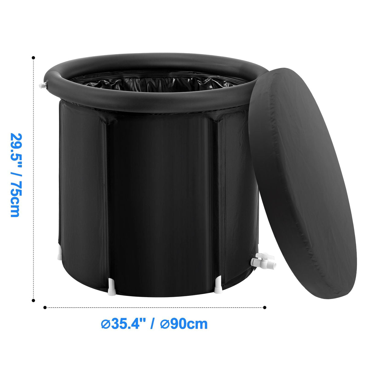 Ice Bath Tub, Cold Water Therapy Plunge Tub for Athlete, Portable Outdoor Ice Barrel Plunge Pool for Recovery, 98 Gal Inflatable Folding Bathtub with Cover, Home Ice Pod for Adult, 35.4"Lx30"H