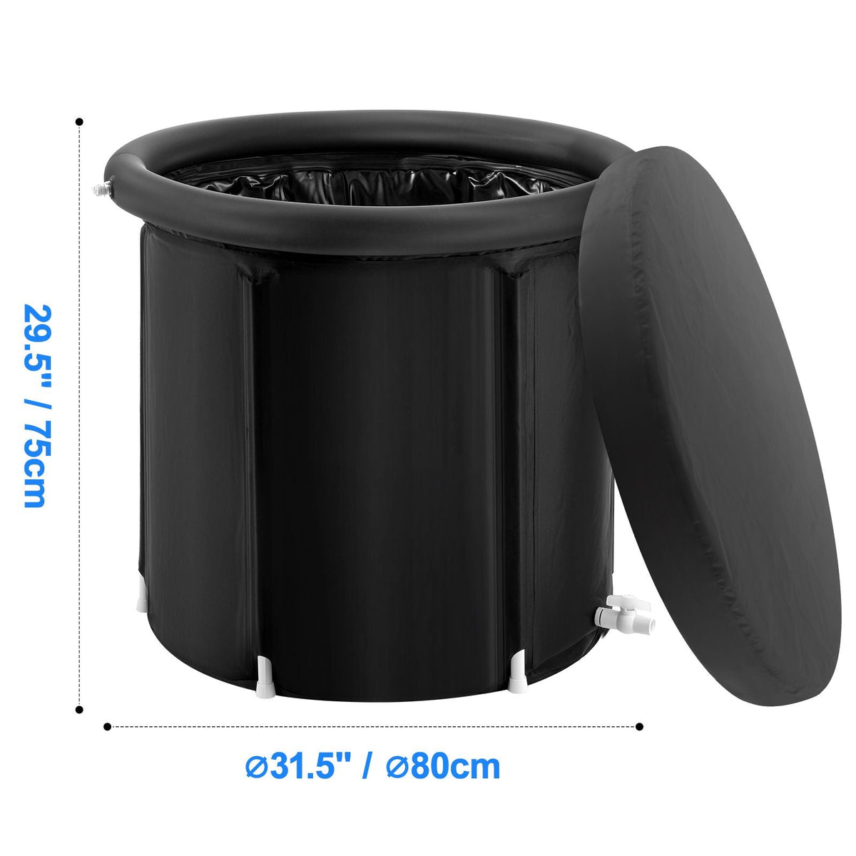 Ice Bath Tub, Cold Water Therapy Plunge Tub for Athletes, Portable Outdoor Ice Barrel Plunge Pool for Recovery, 105 Gal Inflatable Folding Bathtub with Cover, Home Ice Pod for Adult, 34"Lx30"H