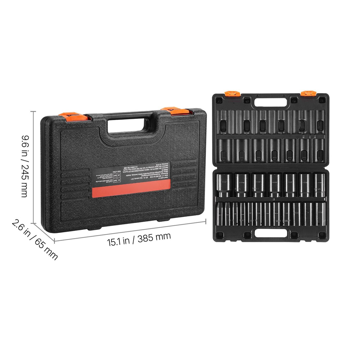Impact Socket Set, 1/2" 19 Piece Impact Sockets, Deep Socket, 6-Point Sockets, 1/2 Inches Drive Socket Set Impact 3/8 inch - 1-1/2 inch, Cr-V Rugged Construction, with a Storage Cage
