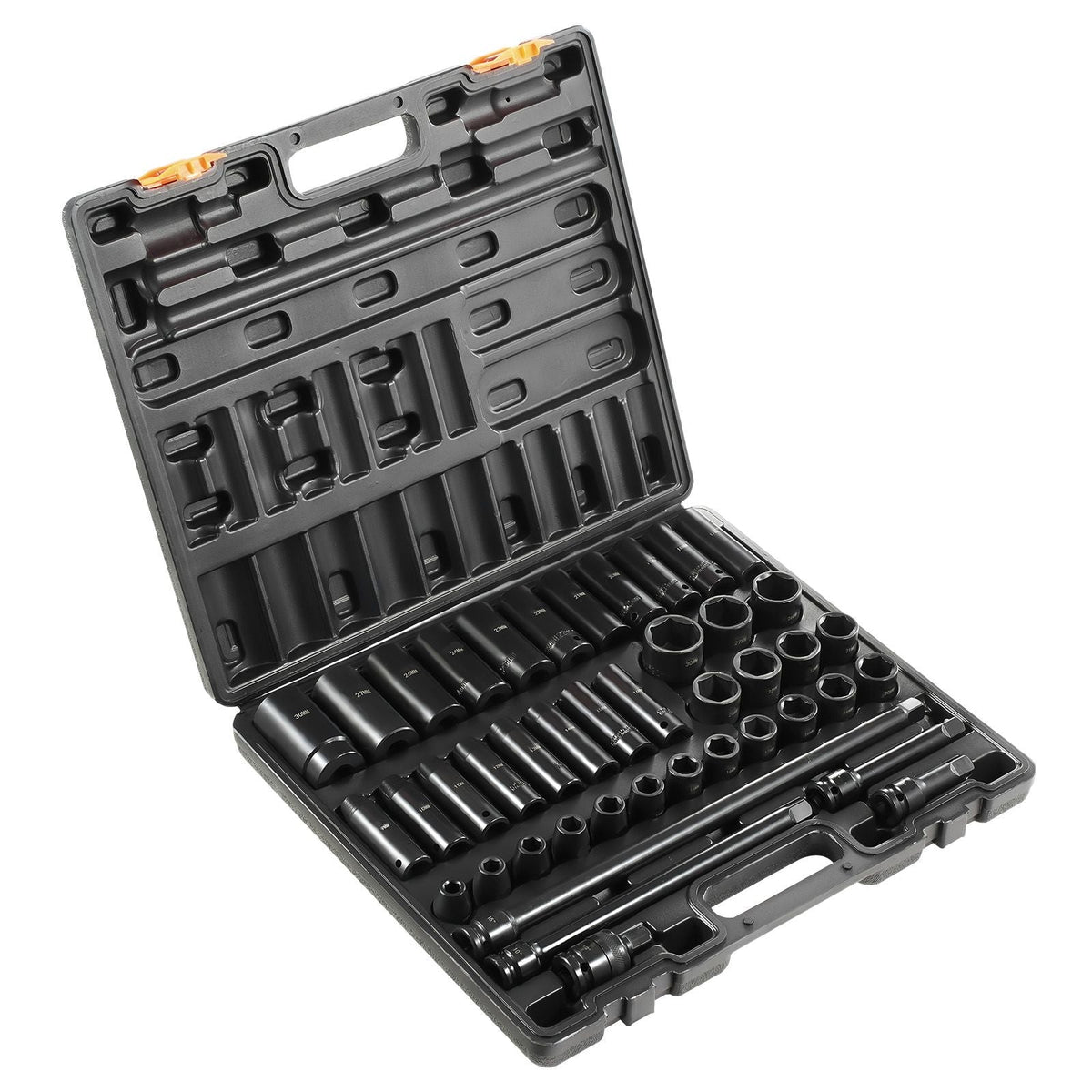 Impact Socket Set 1/2 Inches 43 Piece Impact Sockets, Standard Socket Assortment, 1/2 Inches Drive Socket Set 6-Point Sockets Metric 9-30mm (Standard/Deep)
