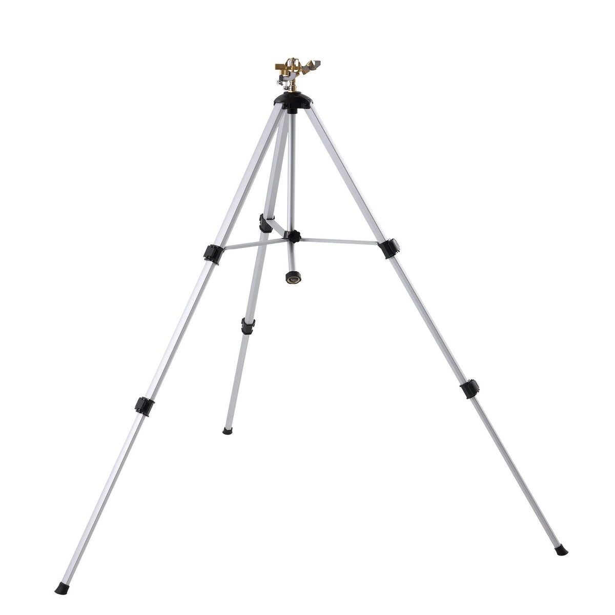 Impact Sprinkler on Tripod Base, Heavy Duty Tripod Sprinklers with Brass Head & 3/4" Connector, 360 Degree Large Area Coverage Irrigation Sprinkler, Adjustable Heights Sprinkler for Yard Gray
