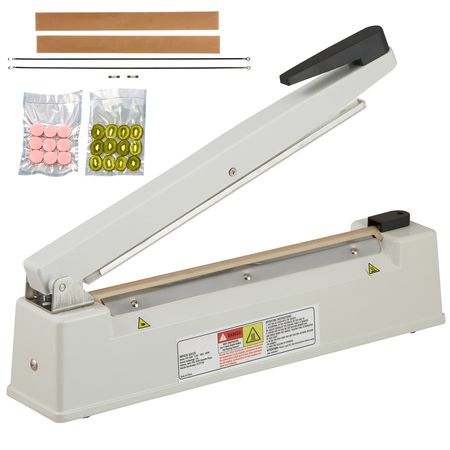 Impulse Sealer 12 inch, Manual Heat Sealing Machine with Adjustable Heating Mode, Aluminum Shrink Wrap Bag Sealers for Plastic Mylar PE PP Bags, Portable Poly Bag Sealer with Extra Replace Kit