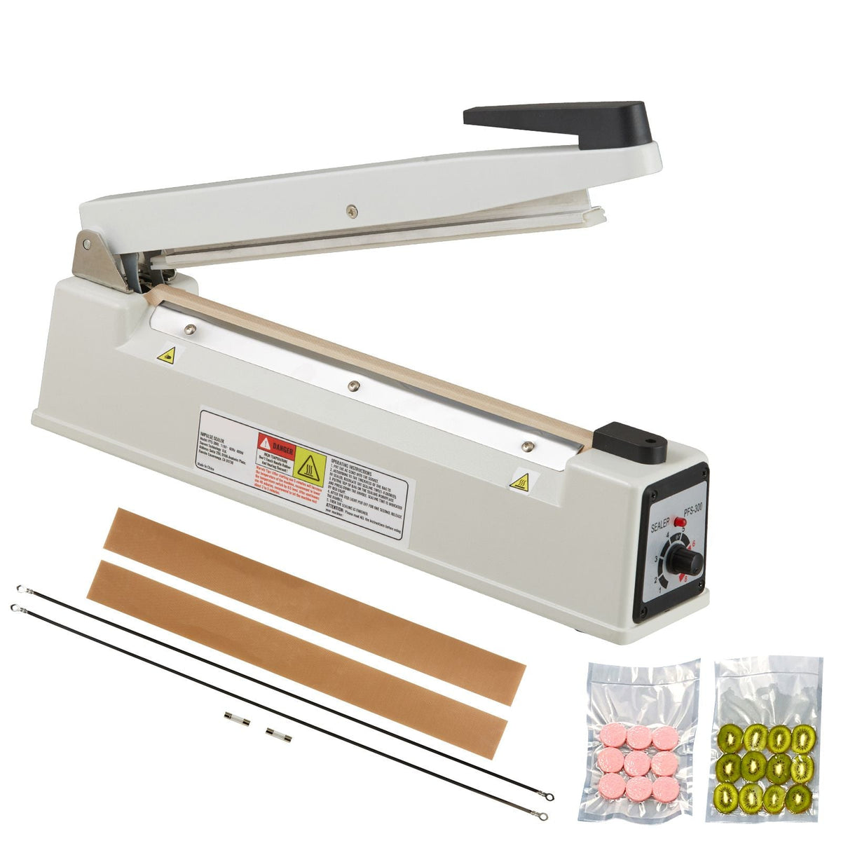 Impulse Sealer 12 inch, Manual Heat Sealing Machine with Adjustable Heating Mode, Aluminum Shrink Wrap Bag Sealers for Plastic Mylar PE PP Bags, Portable Poly Bag Sealer with Extra Replace Kit