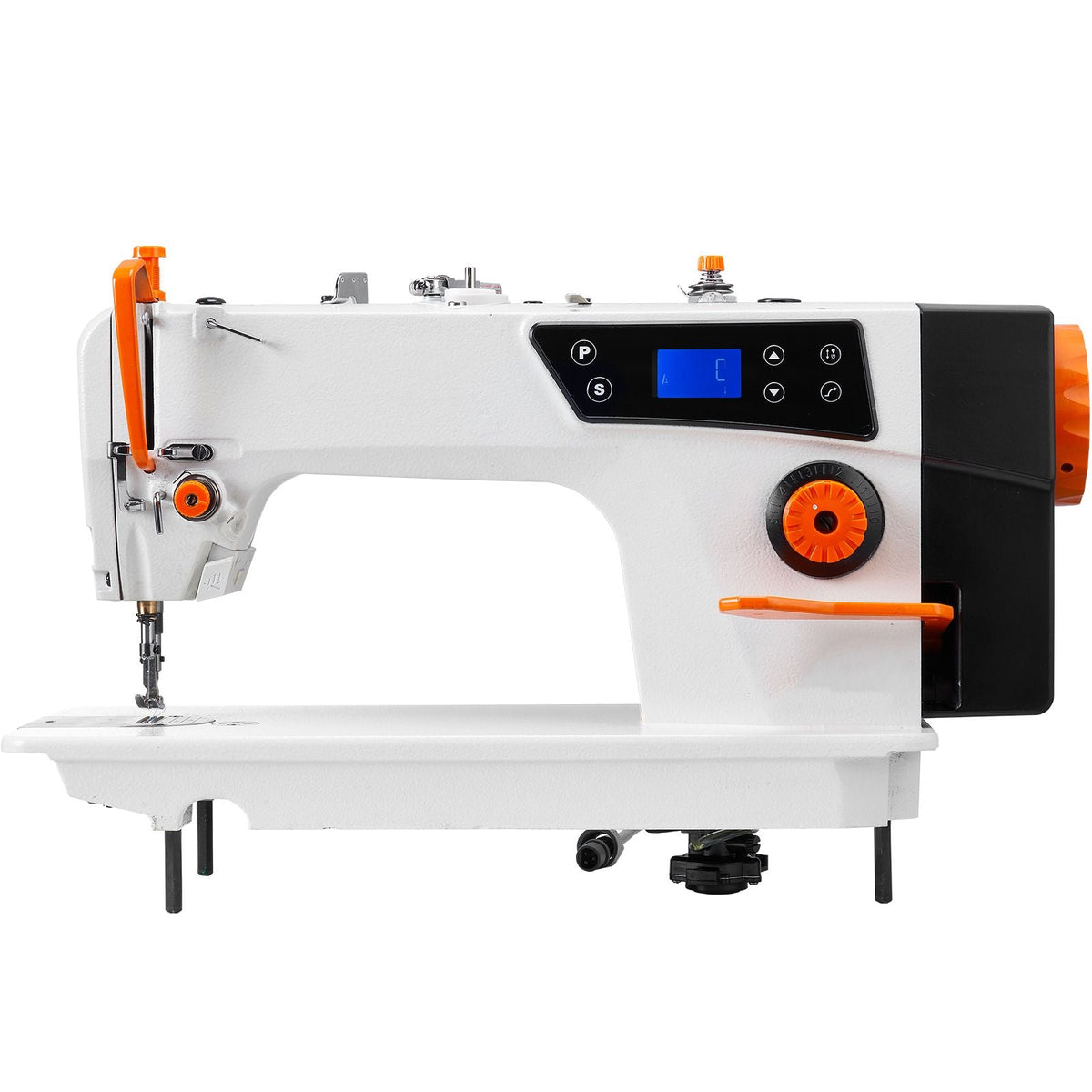 Industrial Sewing Machine, Upgraded 550W Servo Motor with Table Stand, 5000s.p.m Heavy Duty Lockstitch Sewing Machine, High Speed, Clear Control Panel and Electro-mechanization Start-stop