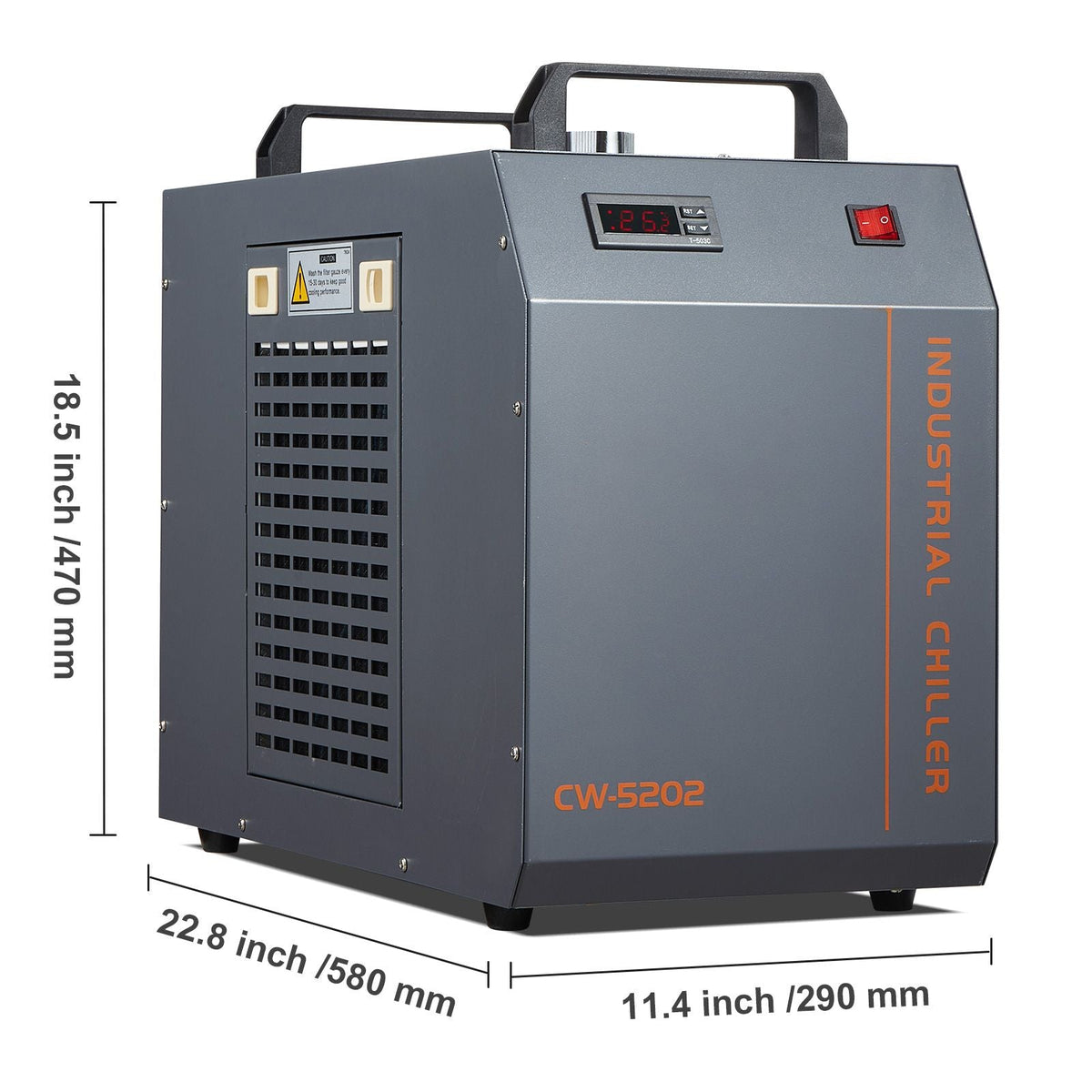 Industrial Water Chiller, CW-5202, Industrial Water Cooler Cooling System with Built-in Compressor 7L Water Tank Capacity 18 L/min Max Flow Rate, for CO2 Laser Engraving Machine Cooling Machine
