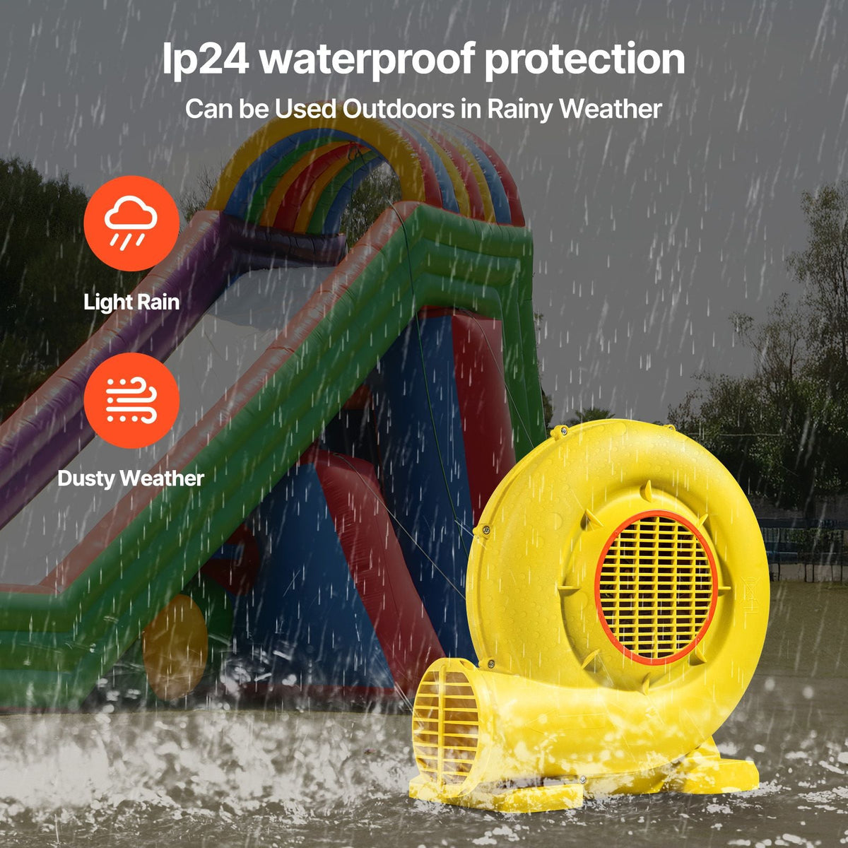 Inflatable Blower, 680&750W, 1.0HP Bounce House Blower, Pump Commercial Air Blower for Inflatables, 3400RPM Bouncy Castle Electric Air Blower Fan Perfect for Bounce House, Waterslides, Yellow