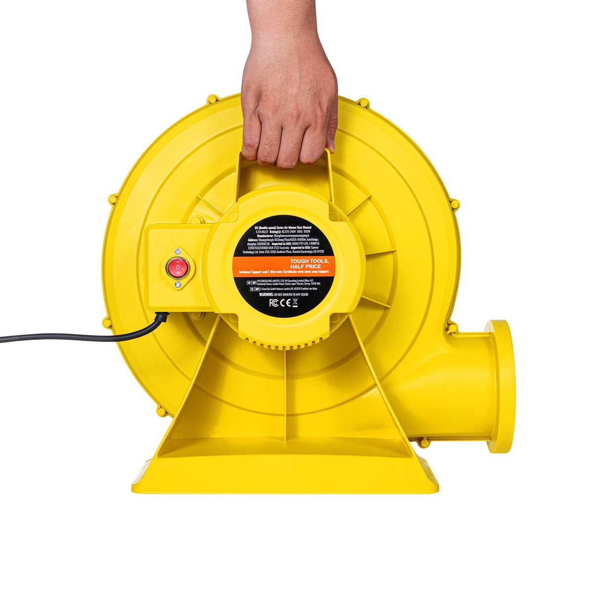 Inflatable Blower, 750W&950W, 1.3 HP Bounce House Blower, Pump Commercial Air Blower for Inflatables, 3300RPM Bouncy Castle Electric Air Blower Fan Perfect for Bounce House, Waterslides, Yellow