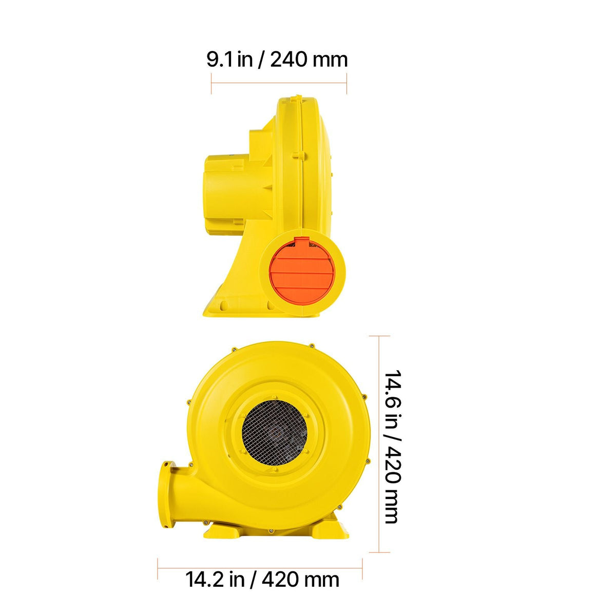 Inflatable Blower, 750W&950W, 1.3 HP Bounce House Blower, Pump Commercial Air Blower for Inflatables, 3300RPM Bouncy Castle Electric Air Blower Fan Perfect for Bounce House, Waterslides, Yellow