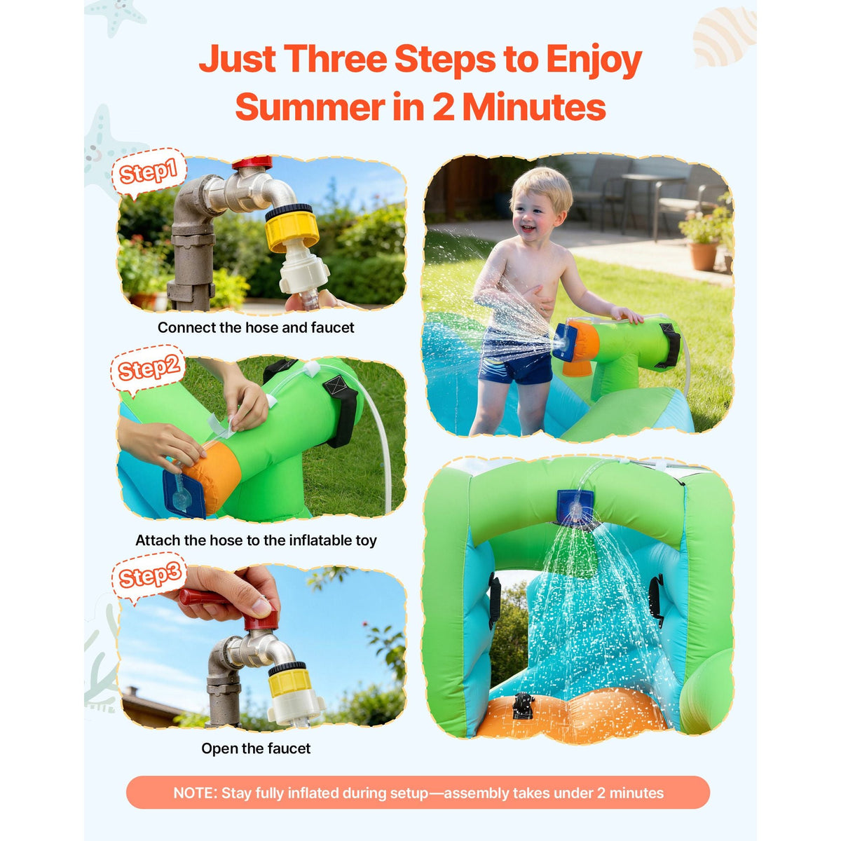 Inflatable Bounce House, 11.3 x 12.3 x 7.0 ft Inflatable Bounce House Water Slide, Bouncer Castle with Castle Bounces, Basketball Hoop, Splash Pool & Water Ring Toss, for 3 to 4 Kids Ages 3 to 8