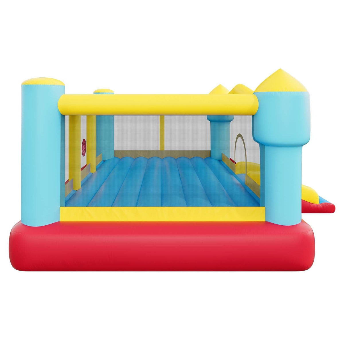 Inflatable Bounce House, 14.7 x 13.8 x 6.8 ft Jumping Bouncy Castle, Inflatable Jumper for Kids with Slide, Basketball Hoop, Target Game & Jumping Area, Jumpings House Holds 3-4 Kids (Ages 3-8)