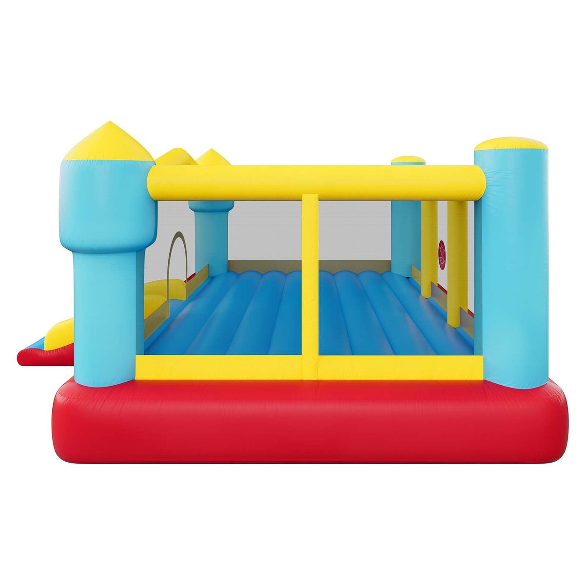 Inflatable Bounce House, 14.7 x 13.8 x 6.8 ft Jumping Bouncy Castle, Inflatable Jumper for Kids with Slide, Basketball Hoop, Target Game & Jumping Area, Jumpings House Holds 3-4 Kids (Ages 3-8)