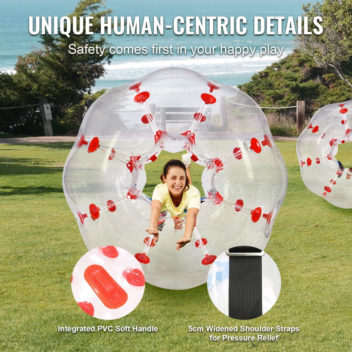 Inflatable Bumper Ball 1-Pack, 4FT/1.2M Body Sumo Zorb Balls for Teen & Adult, 0.8mm Thick PVC Human Hamster Bubble Balls for Outdoor Team Gaming Play, Bumper Bopper Toys for Garden, Yard, Park