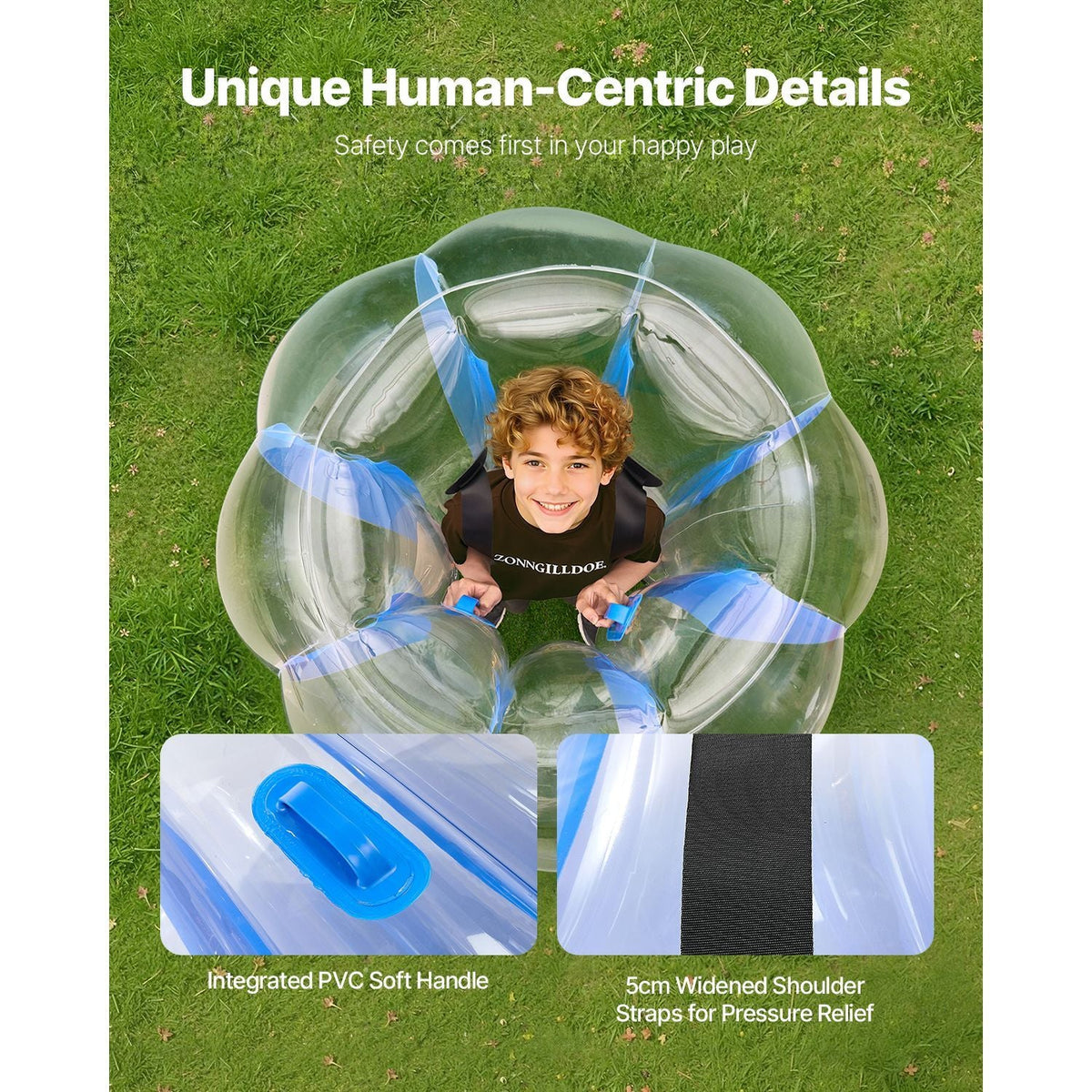 Inflatable Bumper Balls 1-Pack, 4FT/1.2M Body Sumo Zorb Ball, Durable Thick PVC Human Hamster Bubble Knocker for Outdoor Sports Team Gaming Play, Bopper Toy for Garden Yard Park, Blue Stripes