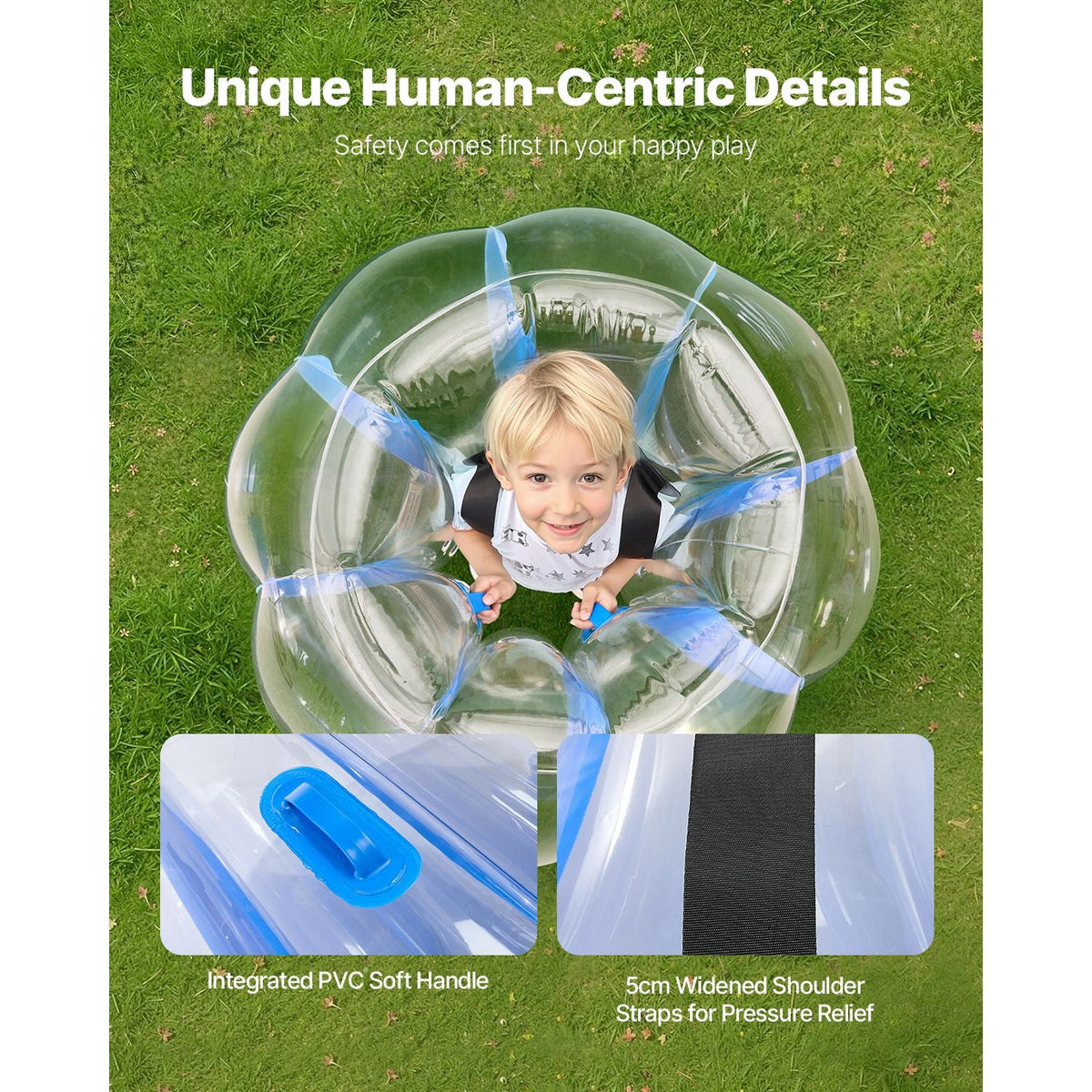 Inflatable Bumper Balls 2-Pack, 3FT/0.9M Body Sumo Ball, Durable Thick PVC Human Hamster Bubble Knocker for Outdoor Team Gaming Play, Bopper Toy for Playground Yard Park, Blue Stripes