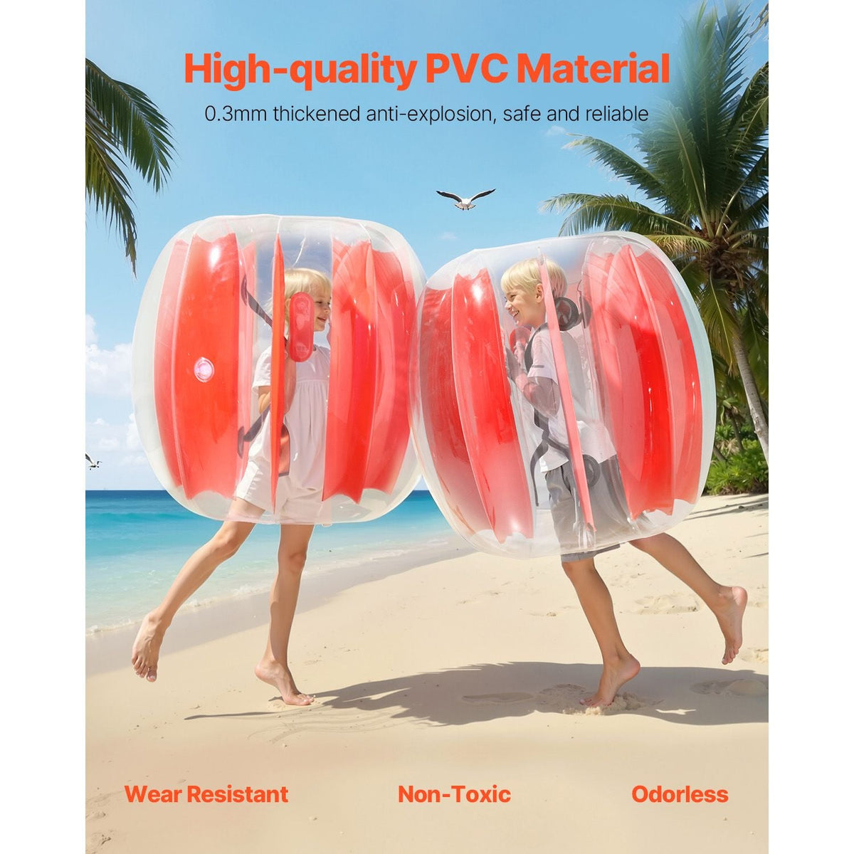 Inflatable Bumper Balls 2-Pack, 3FT/0.9M Body Sumo Zorb Ball, Durable Thick PVC Human Hamster Bubble Knocker for Outdoor Sports Team Gaming Play, Bopper Toy for Playground Yard Park, Red Stripes