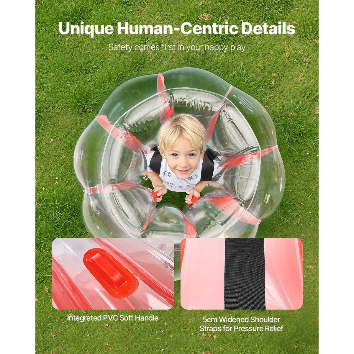 Inflatable Bumper Balls 2-Pack, 3FT/0.9M Body Sumo Zorb Ball, Durable Thick PVC Human Hamster Bubble Knocker for Outdoor Sports Team Gaming Play, Bopper Toy for Playground Yard Park, Red Stripes