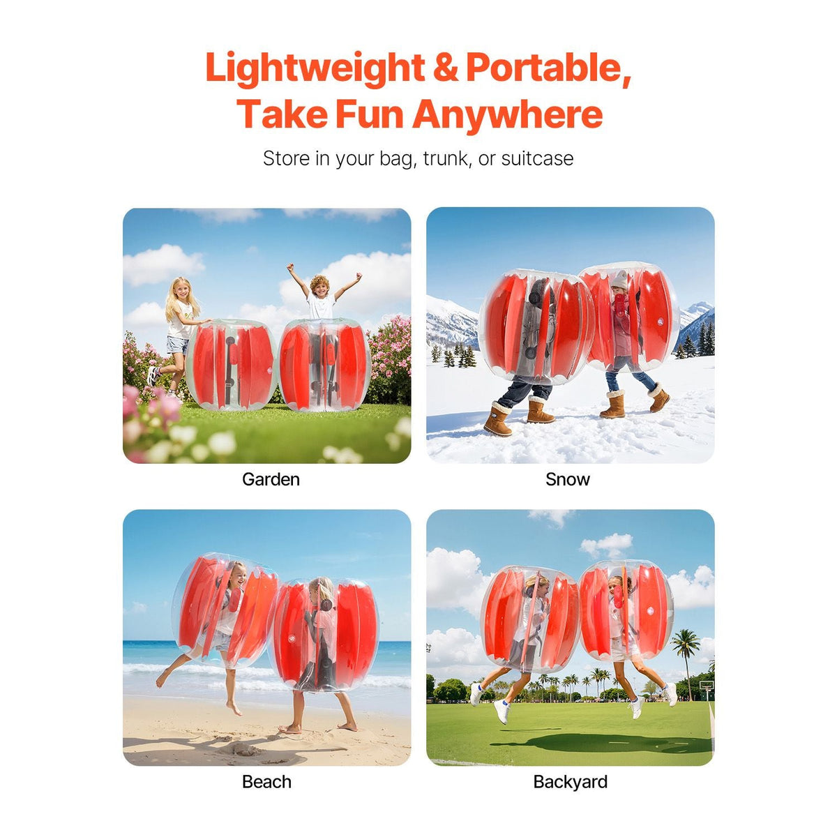 Inflatable Bumper Balls 2-Pack, 3FT/0.9M Body Sumo Zorb Ball, Durable Thick PVC Human Hamster Bubble Knocker for Outdoor Sports Team Gaming Play, Bopper Toy for Playground Yard Park, Red Stripes
