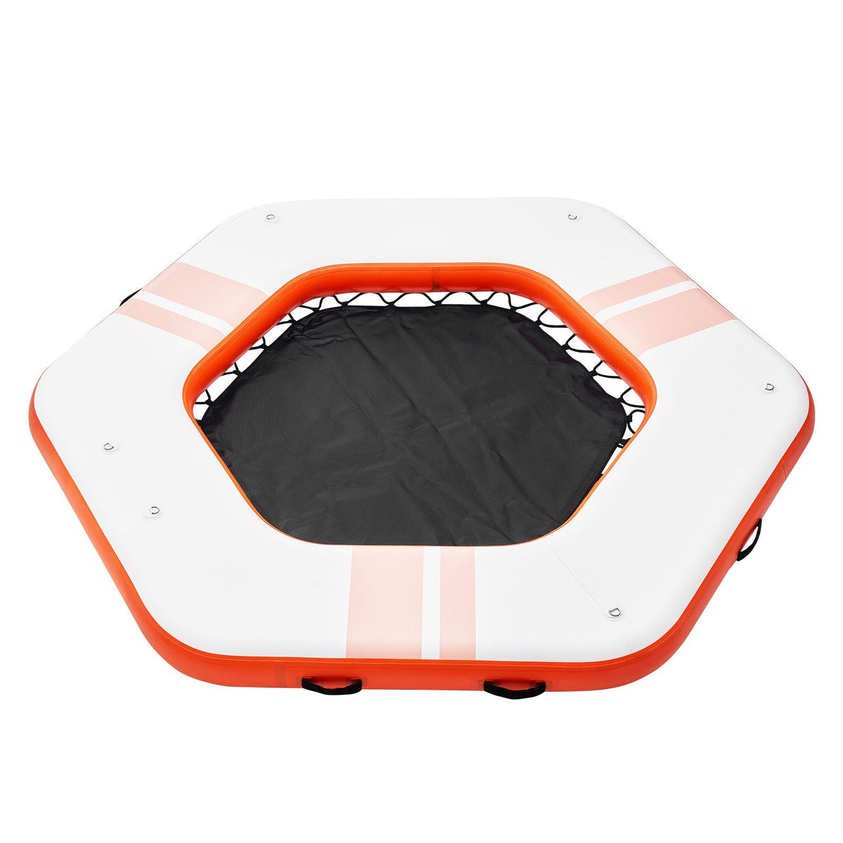 Inflatable Floating Dock, ø8.5FT Inflatable Dock Platform with ø5FT Trampoline Mesh Pool, Non-Slip Floating Platform Water Mat with Portable Bag & Detachable Ladder for Pool Beach Relaxation