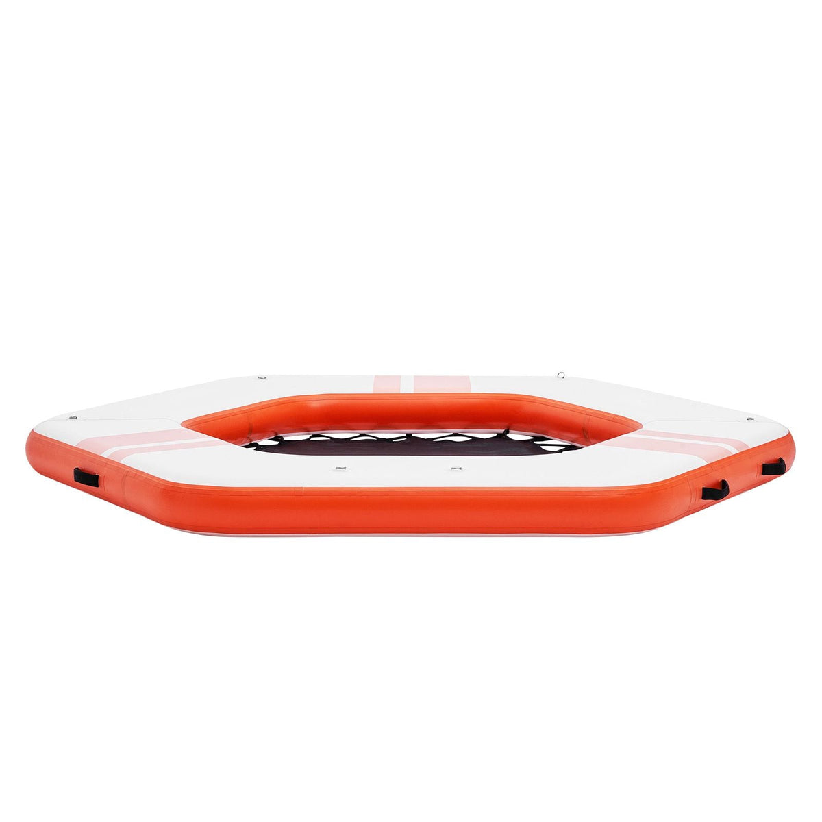 Inflatable Floating Dock, ø8.5FT Inflatable Dock Platform with ø5FT Trampoline Mesh Pool, Non-Slip Floating Platform Water Mat with Portable Bag & Detachable Ladder for Pool Beach Relaxation